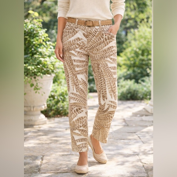 Ralph Lauren Pants - Ralph Lauren Petite Palm Leaf Pants 8P | Stretch Straight Leg Neutral Spring